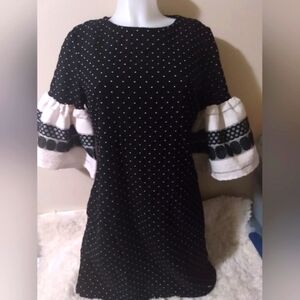 New York & company woman's size medium black and white polka dots dress